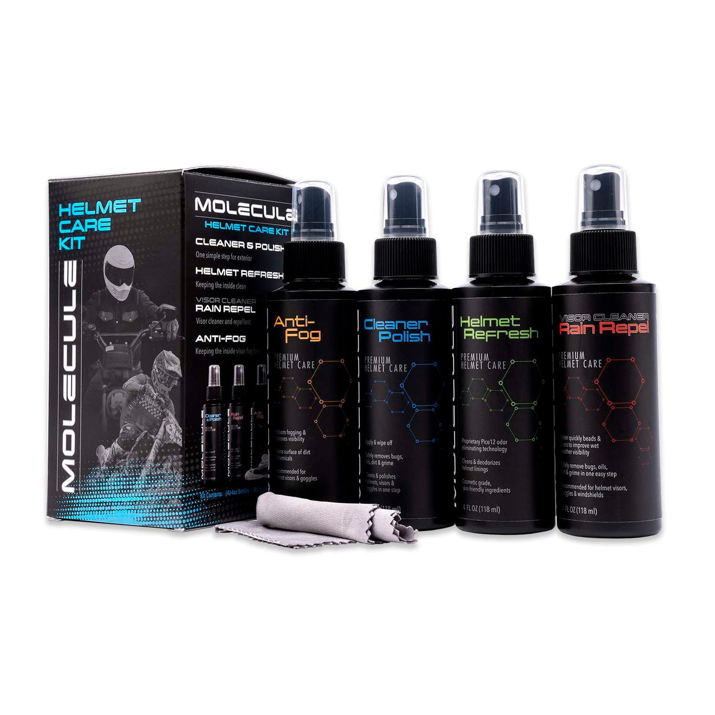 HELMET CARE KIT (4 Helmet Products/microfiber)