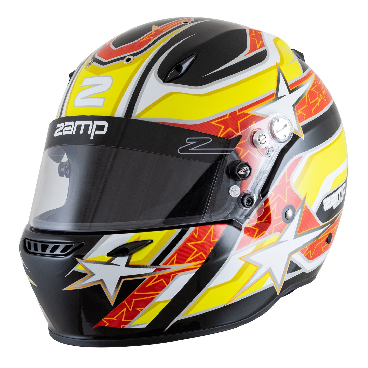 ZR-72 Made in Italy Snell SA2020/FIA8859-2015 Helmet Blk/Yel/Org Z-24 Anti-Fog Clear Shield